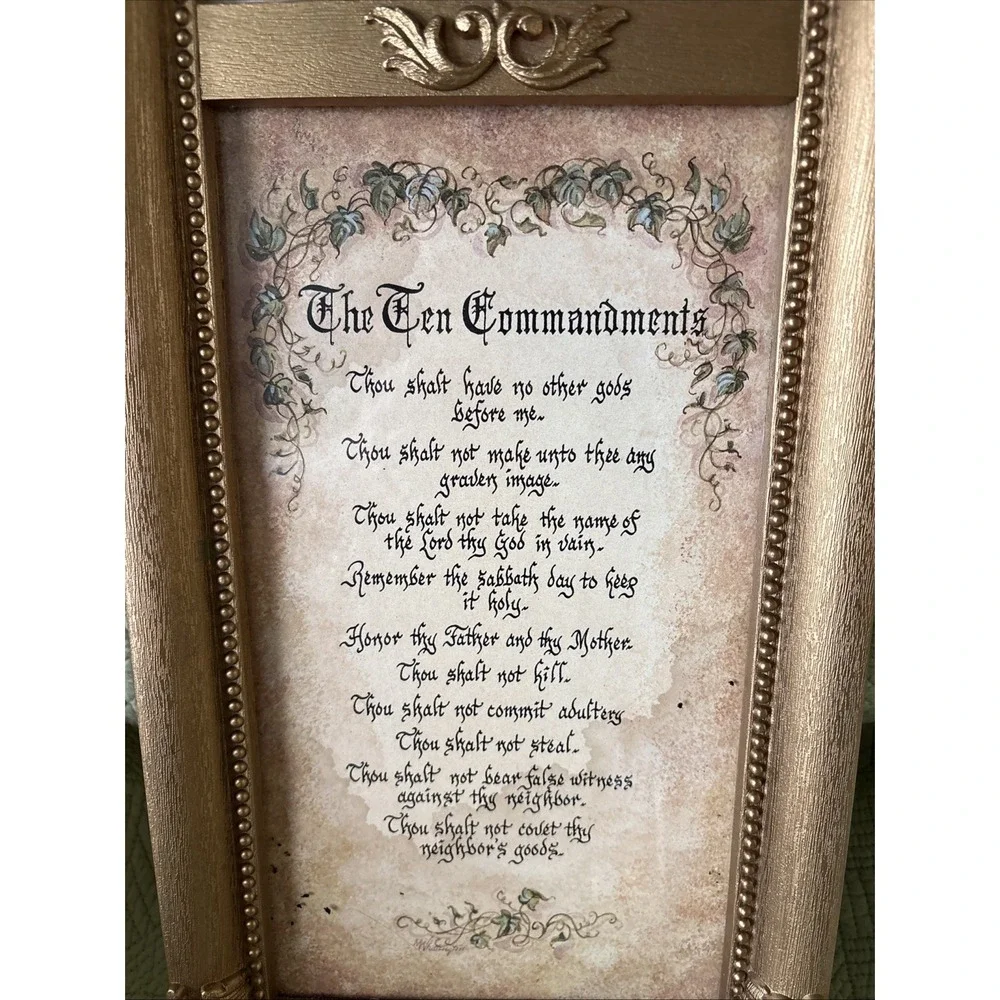 Vintage Home Interiors Ten Commandments Gold Framed Wall Art 20